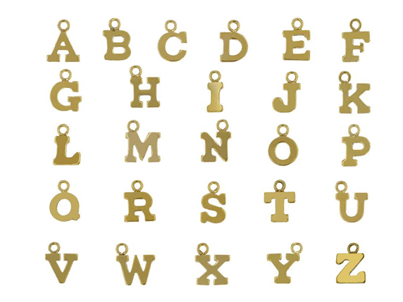 Letters Charms Alphabet Charms Gold - Approx 10x15mm / Half Inch