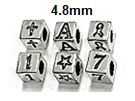 Alphabet Beads Sterling Silver - 4.3 mm Block Letters Baby Tiny Blocks